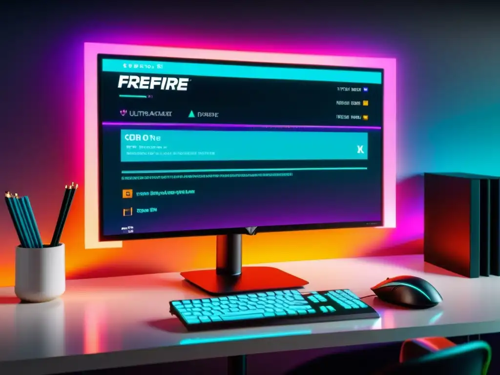 Imagen de pantalla de computadora con código de FreeFire y errores comunes en programación, en un ambiente profesional y moderno