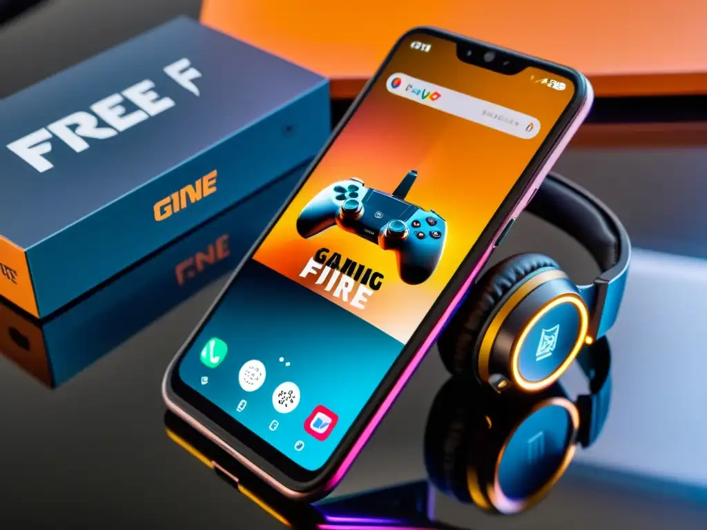 Imagen de smartphone para gaming con accesorios premium, ideal para disfrutar de una experiencia inmersiva en Free Fire