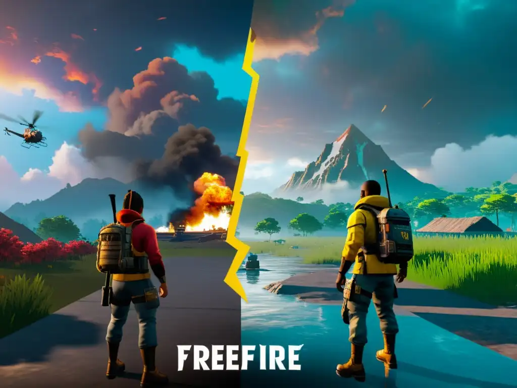 Comparación impactante del clima y estrategia en FreeFire: soleado y lluvioso