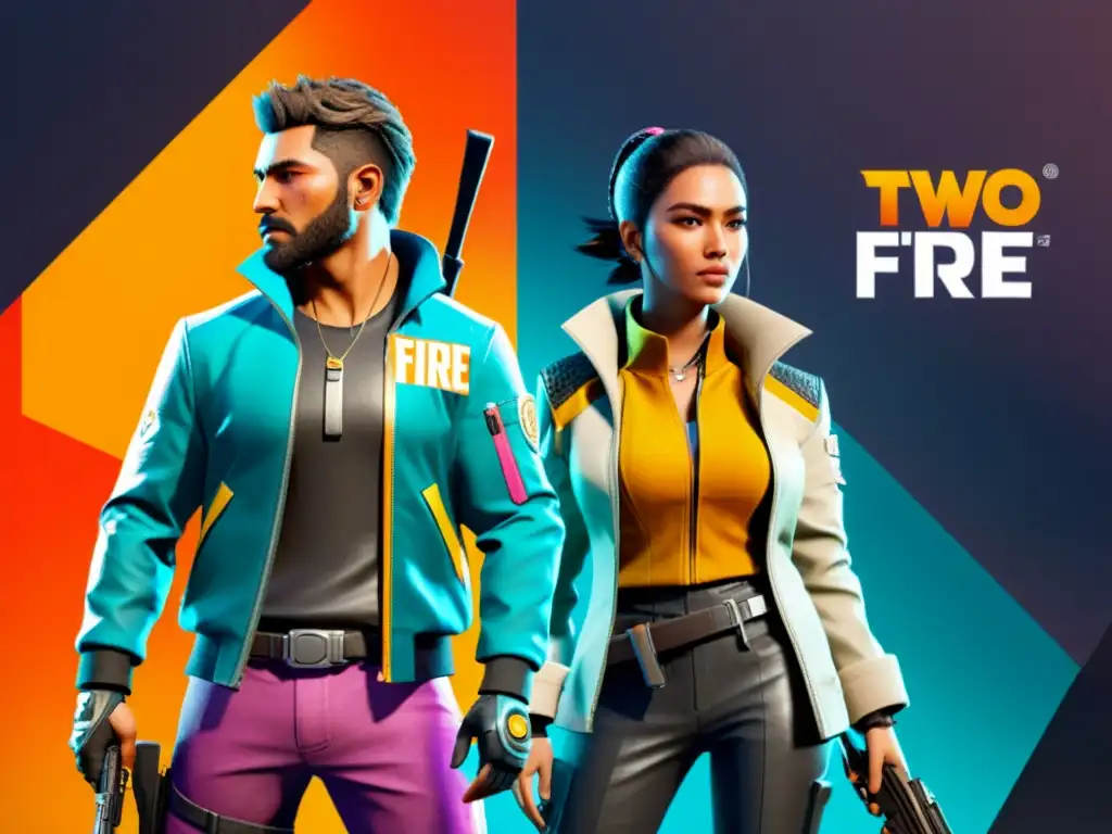 Una impactante comparativa de Skins Free Fire que contrasta modernidad vibrante con un aspecto rudo y desgastado, en un escenario dinámico y dramático