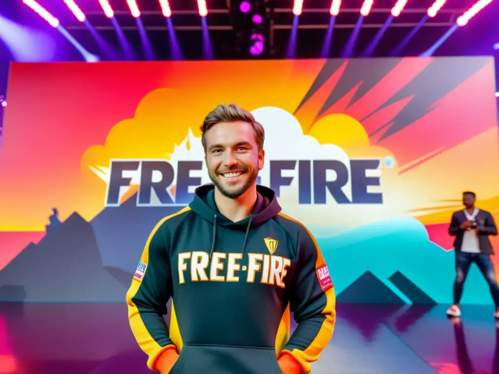 Un influencer de Free Fire en evento con fans