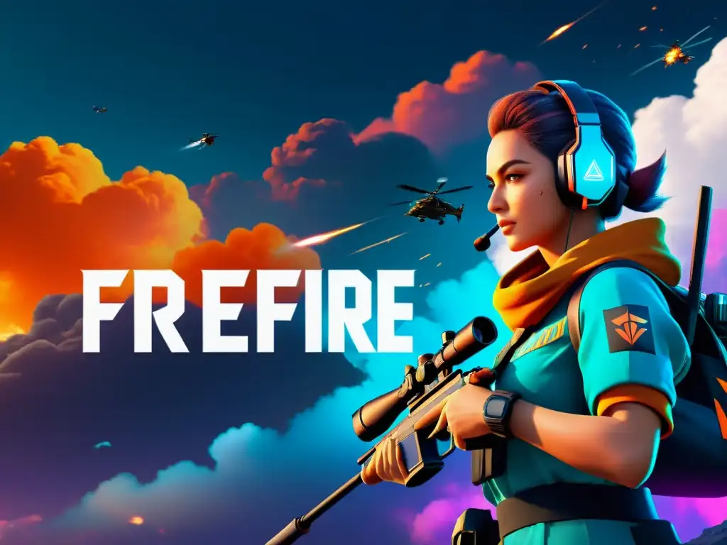 Interfaz futurista de Cloud Gaming con FreeFire en 8K