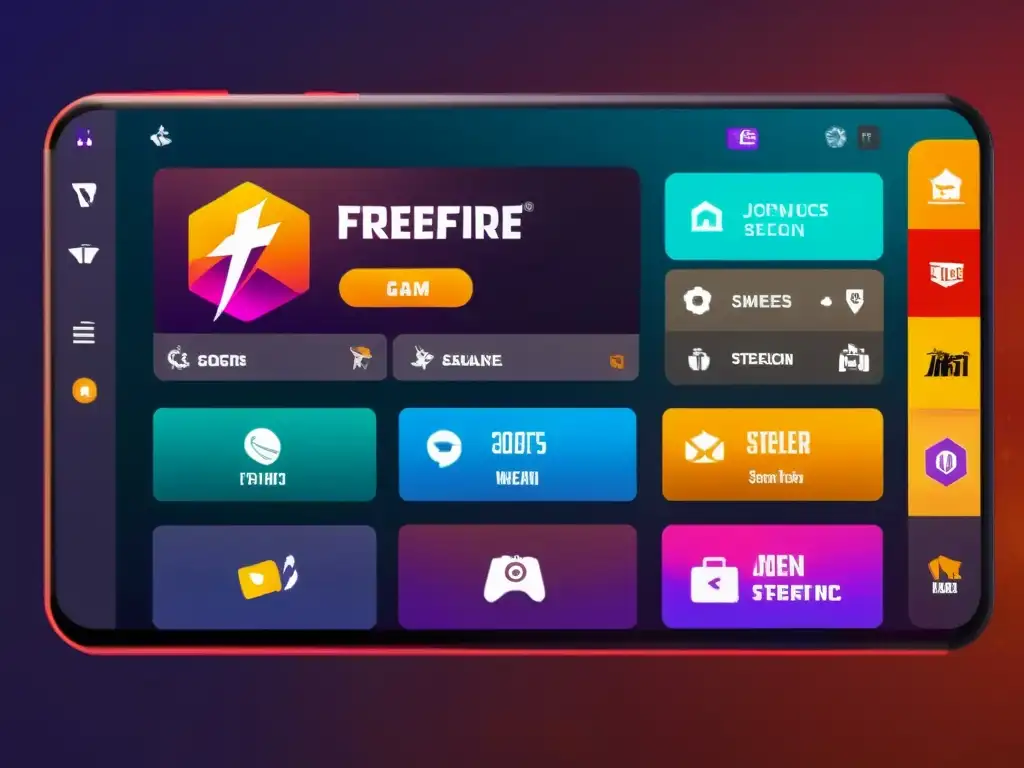 Interfaz moderna y vibrante de FreeFire que destaca los principios de diseño de interfaz en el juego