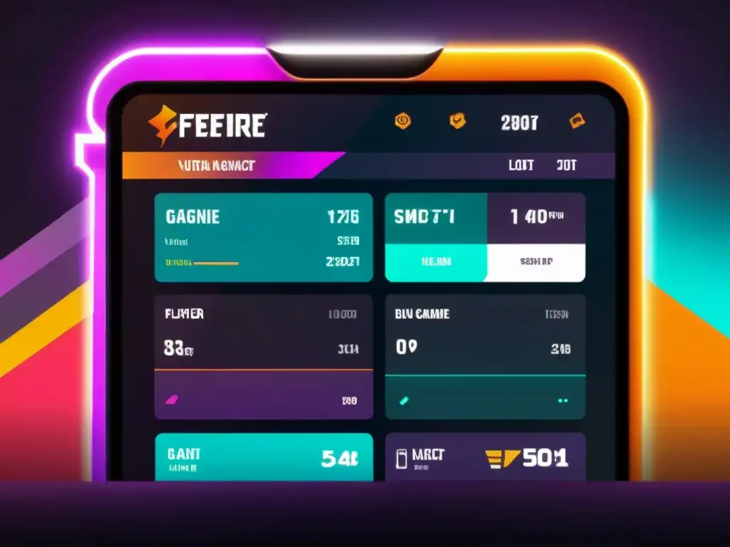 Un jugador de FreeFire organiza su botín en una interfaz virtual futurista