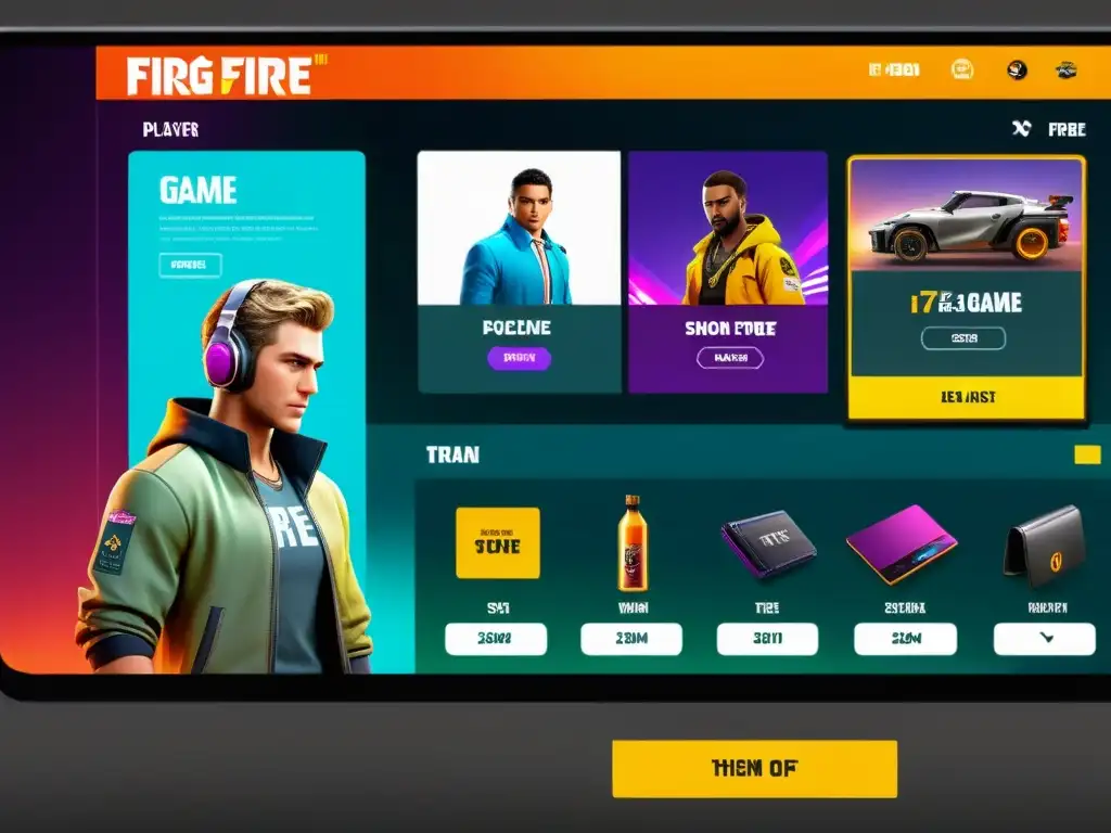 Un jugador concentradamente seleccionando artículos en la tienda de Free Fire, reflejando consejos de compras en el juego