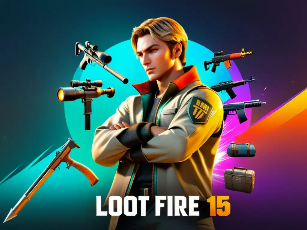 Un jugador concentrado selecciona el mejor loot en Free Fire, mostrando estrategia y urgencia