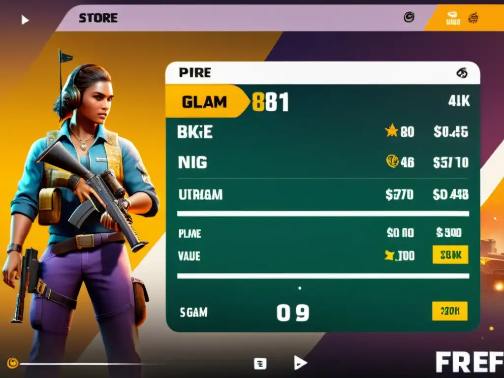 Un jugador de Free Fire analiza estrategias de precios en el mercado competitivo del juego, mostrando intensidad y enfoque