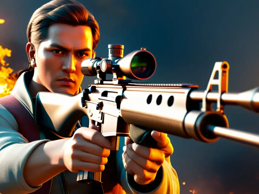 Jugador experto con el rifle AN94 en Free Fire, mostrando detalles y estrategia