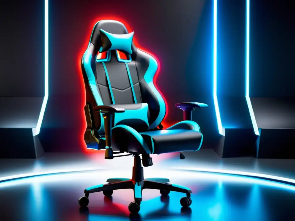 Un jugador de FreeFire inmerso en un entorno futurista con una silla gaming moderna y vibrante