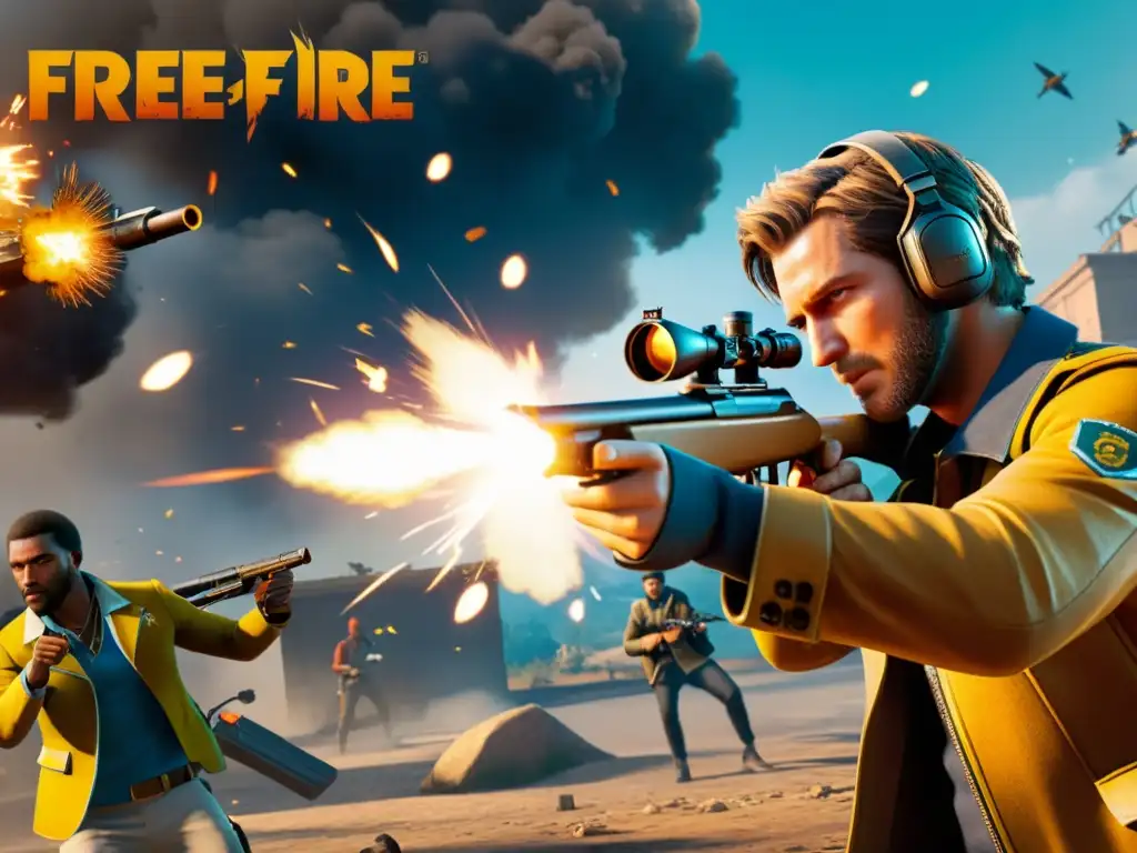 Un jugador hábil de Free Fire gestiona su inventario en pleno combate, demostrando destreza bajo presión