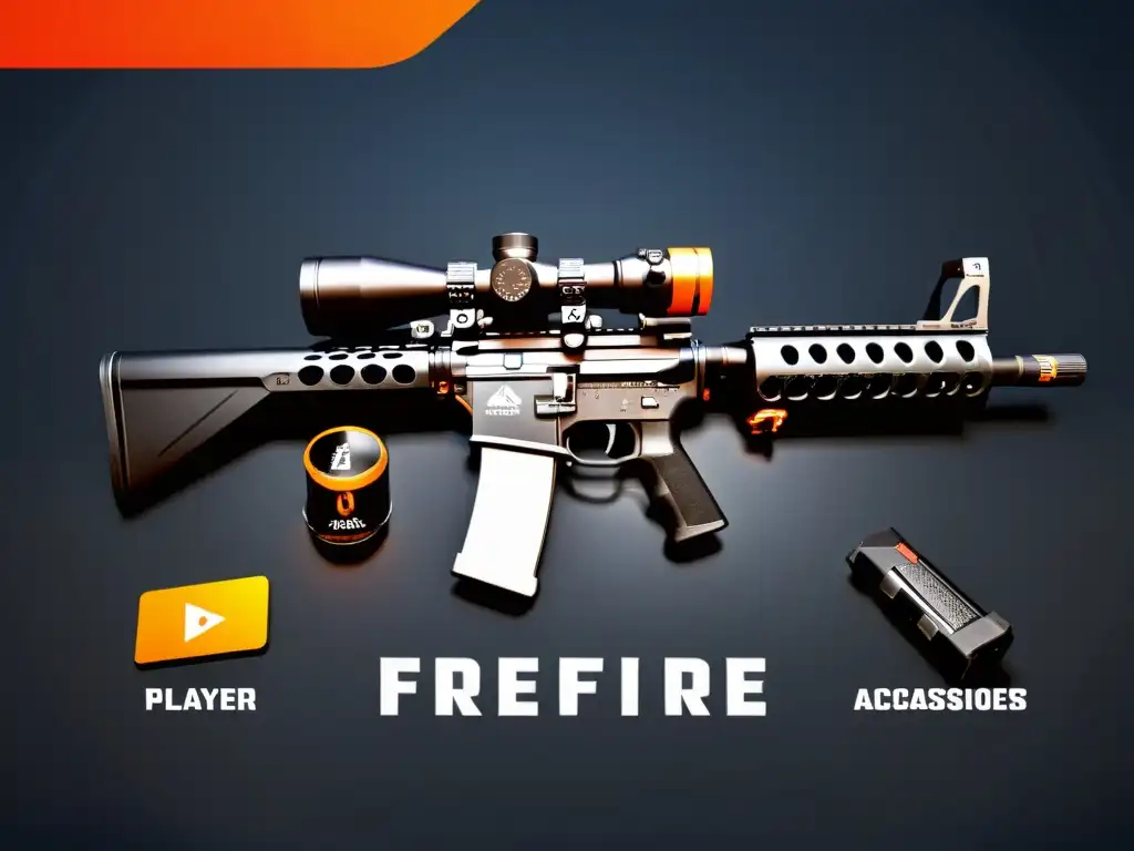 Un jugador de FreeFire con los mejores accesorios, mostrando un detallado análisis visual