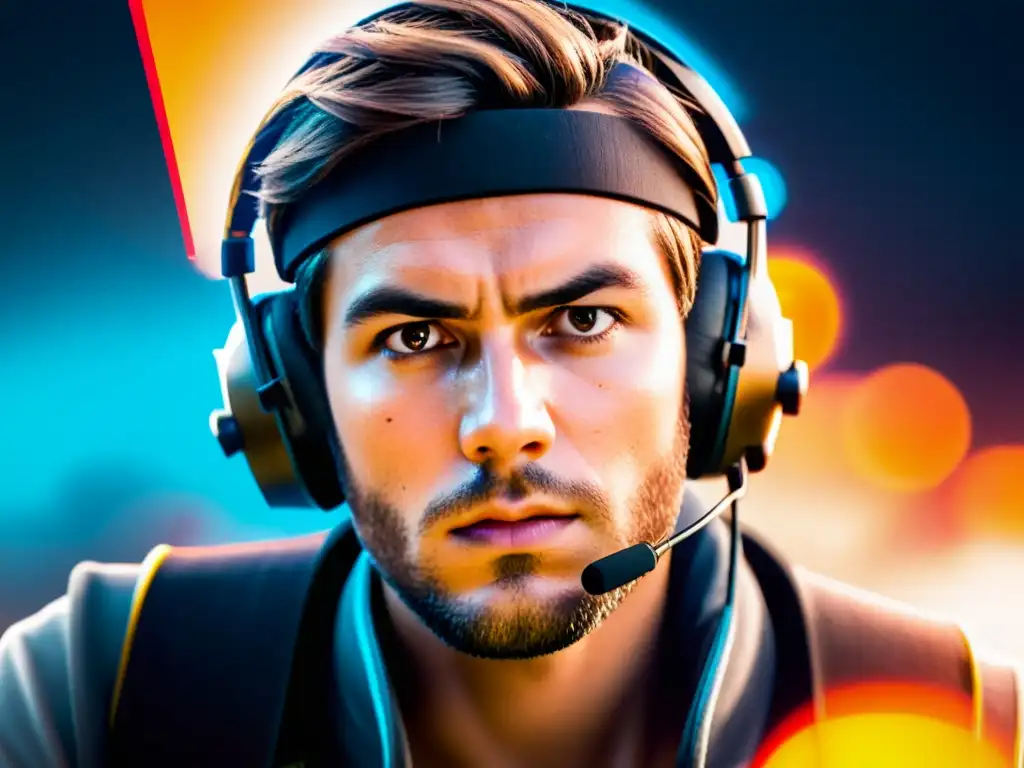 Un jugador de FreeFire se enfoca en movimientos inesperados, reflejados en su visor, con determinación en sus ojos