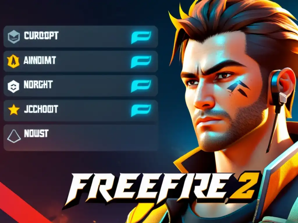 El jugador de FreeFire elige su nickname con determinación, rodeado de opciones de fuente y símbolos