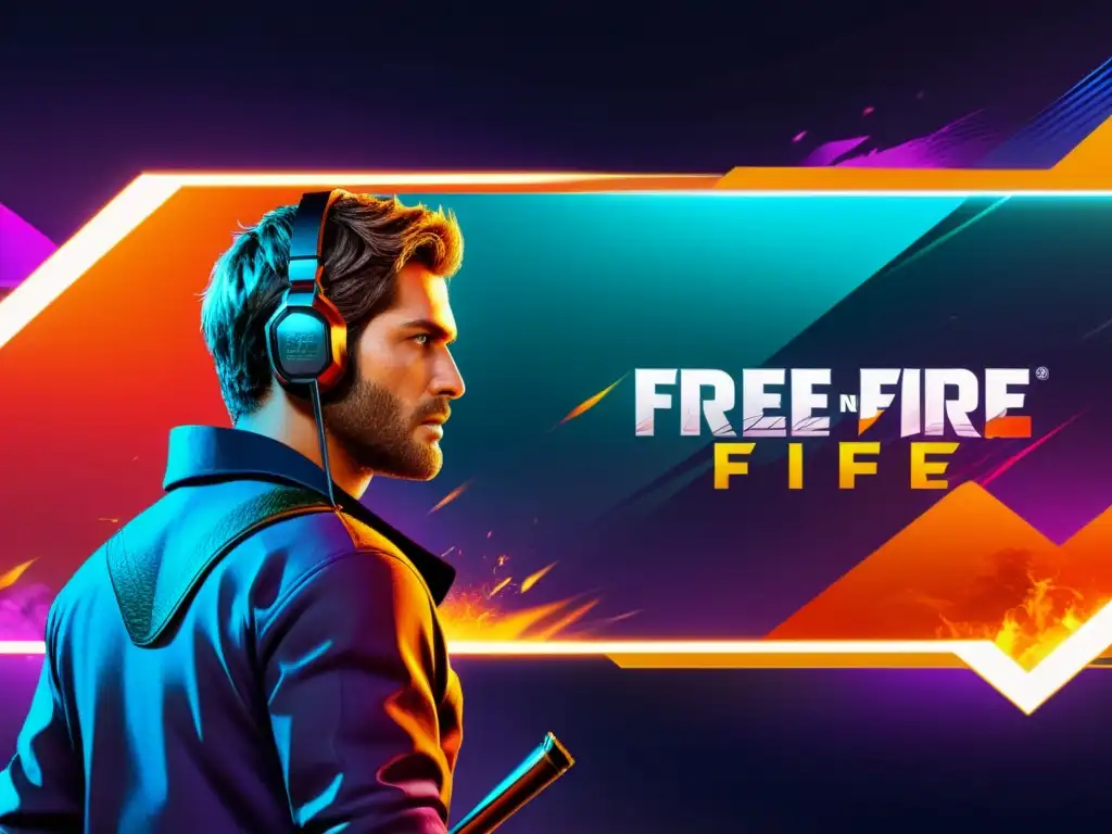 Jugador analizando patrones de comportamiento del oponente en Free Fire en un momento tenso y estratégico, con intensidad y colorido