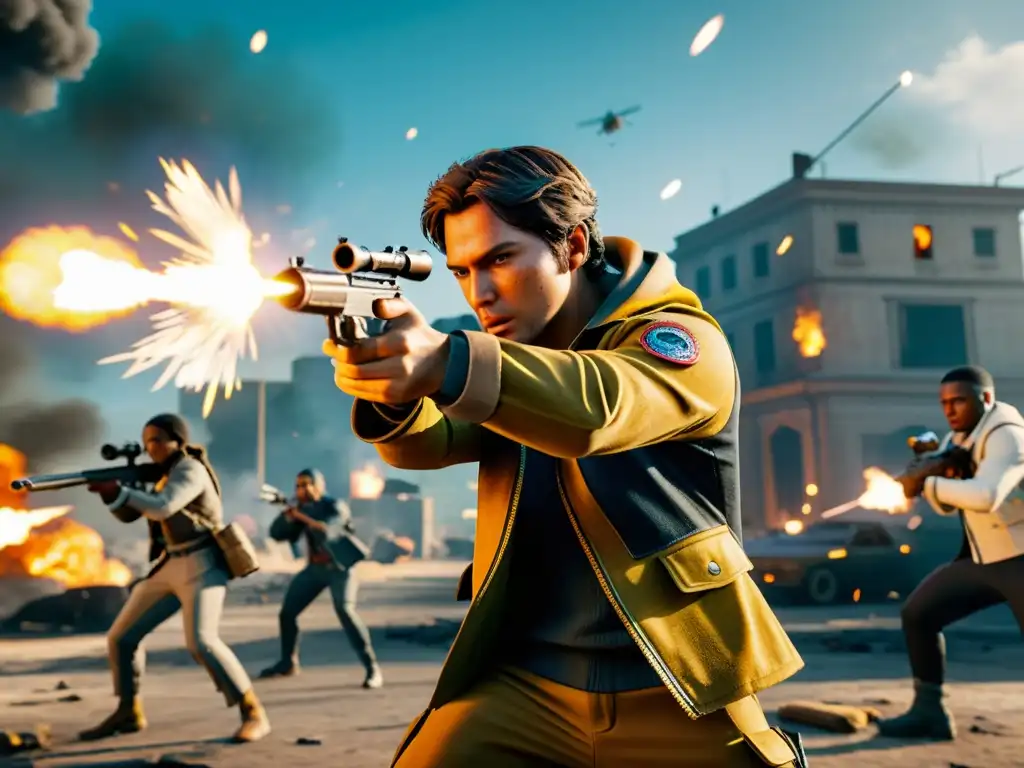 Un jugador de Free Fire disparando con precisión en movimiento, demostrando técnicas avanzadas de disparo en movimiento en el juego