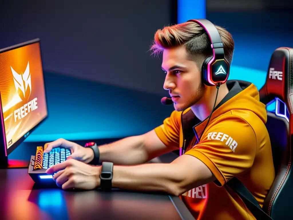 Un jugador profesional de esports usando un controlador táctil personalizado en FreeFire