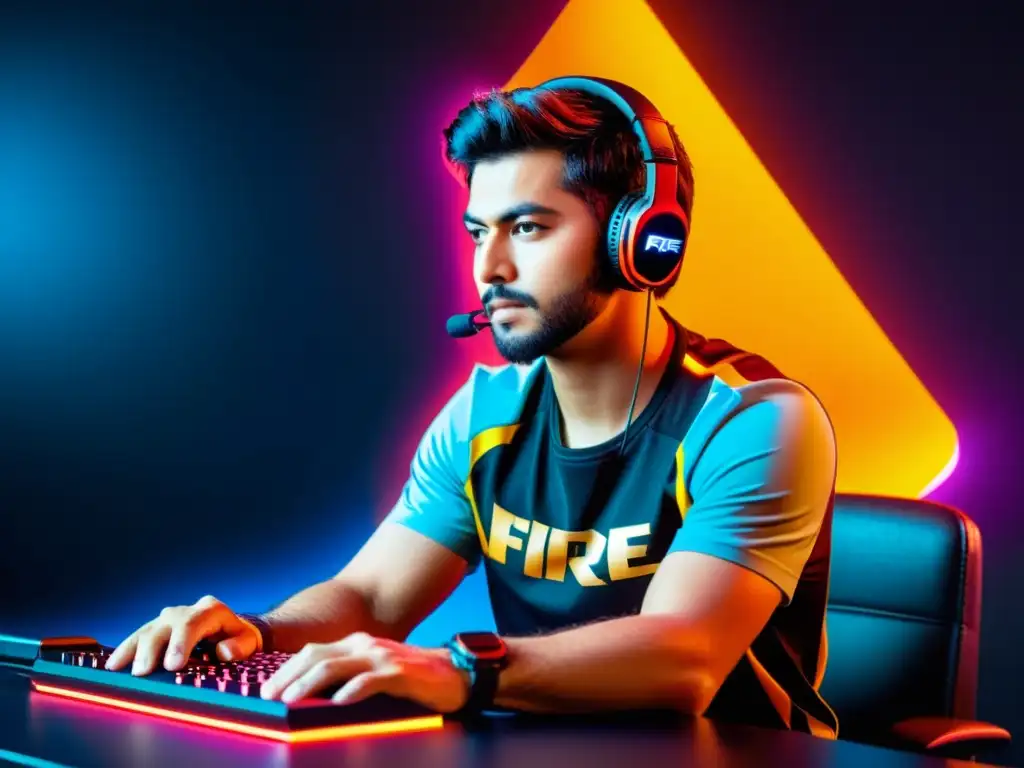 Un jugador profesional de Free Fire utiliza un mousepad de alto rendimiento con diseño del juego