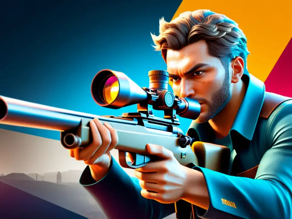 Jugador en Free Fire con rifle de francotirador, mostrando detalles y precisión