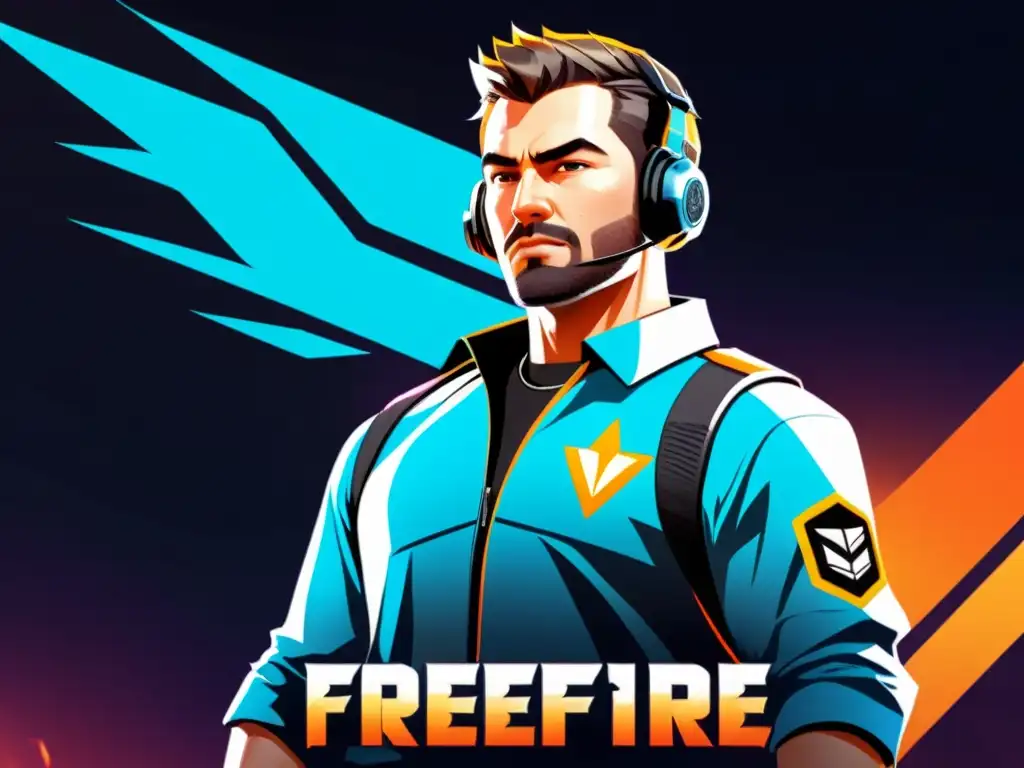 Un jugador de FreeFire estrategizando SEO en un entorno futurista