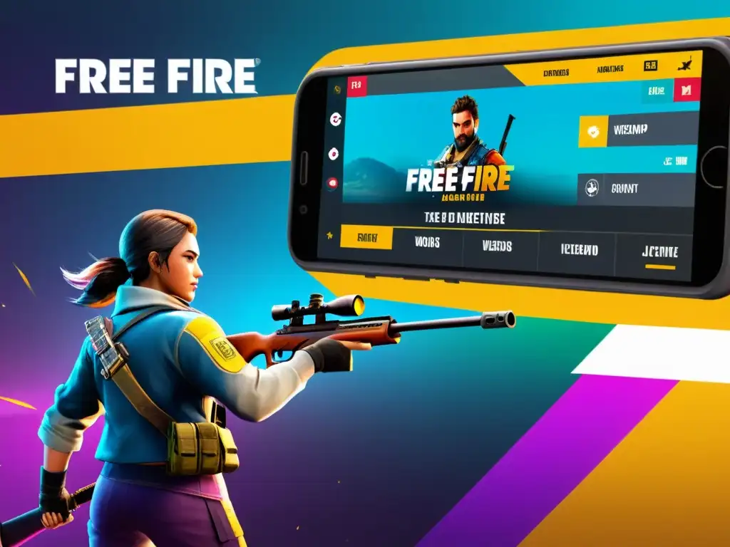 'Jugador adaptando tácticas con actualizaciones armas Free Fire, aprovechando diseño y modificaciones para ventaja competitiva en vibrante gameplay