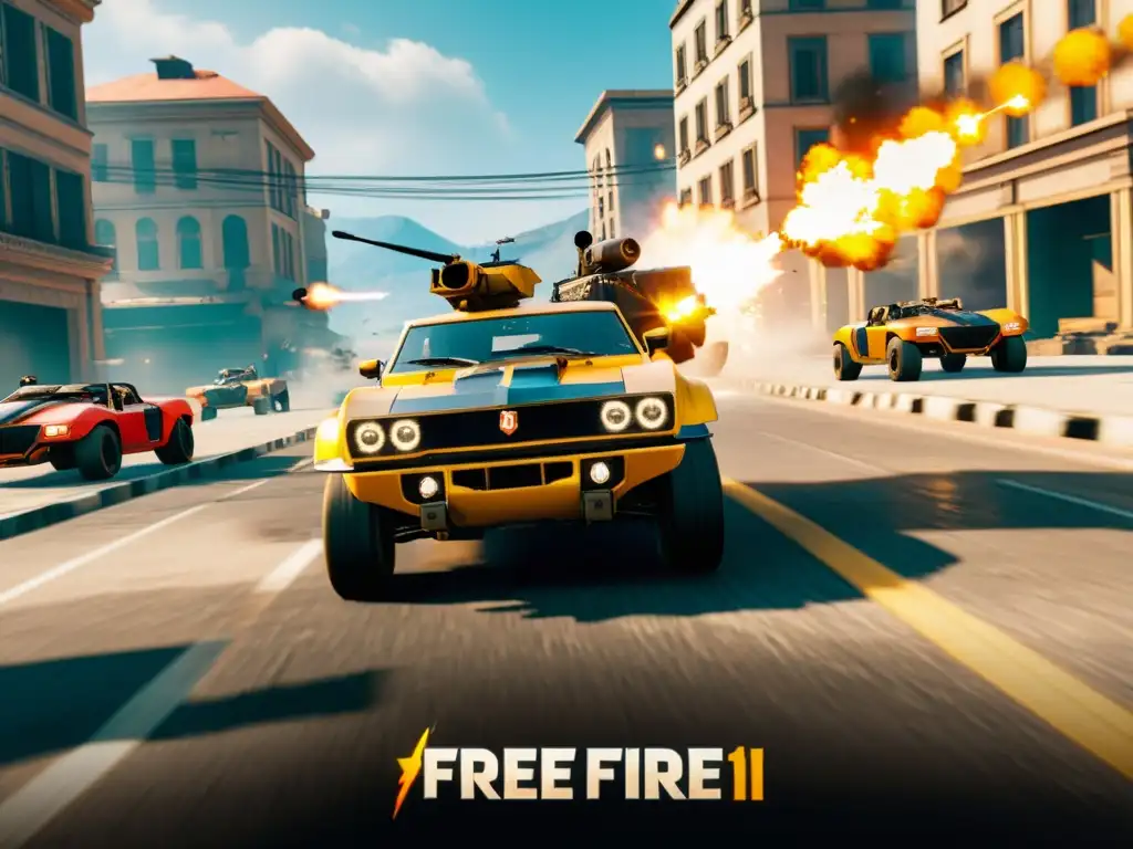 Un jugador ejecuta técnicas avanzadas de movilidad en Free Fire, maniobrando hábilmente un vehículo en un intenso combate estratégico