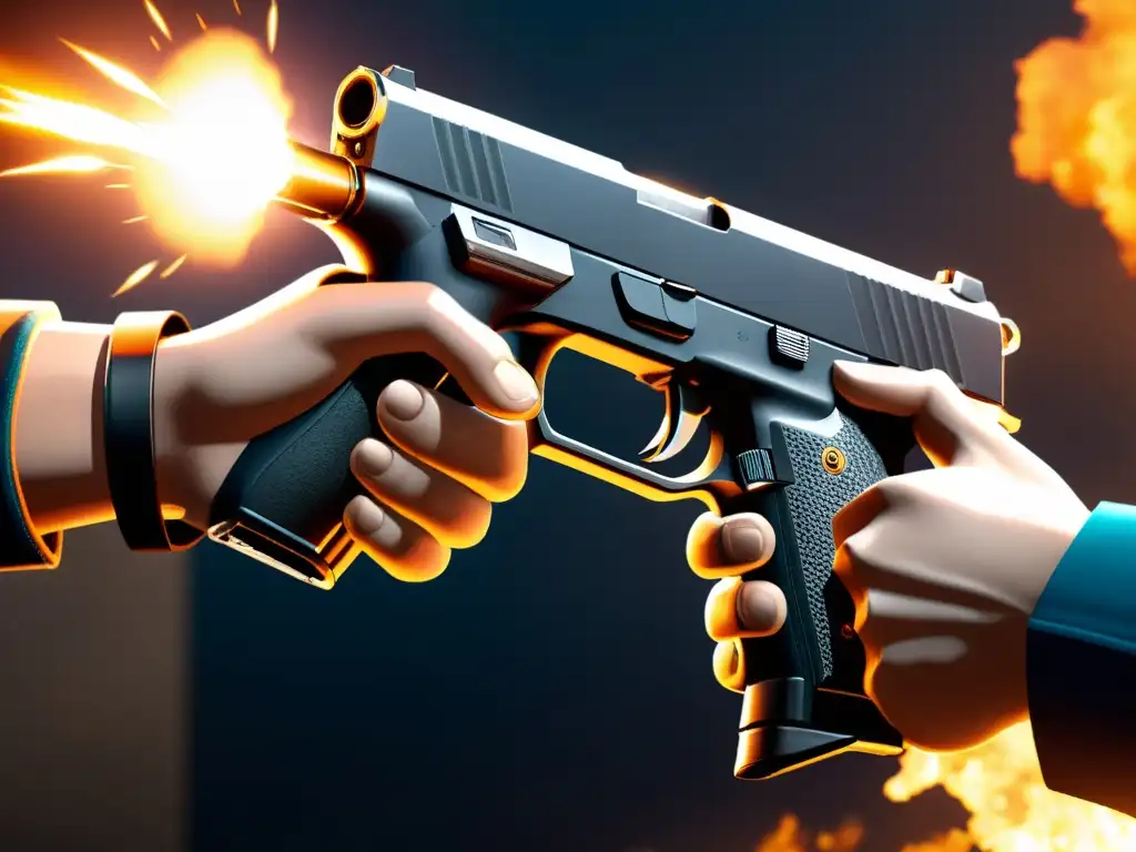 Un jugador ejecuta técnicas rápidas de cambio de armas en FreeFire, con un enfoque detallado en las manos y armas