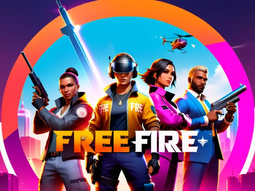 Cuatro jugadores en Free Fire, coordinando estrategias antes de una partida