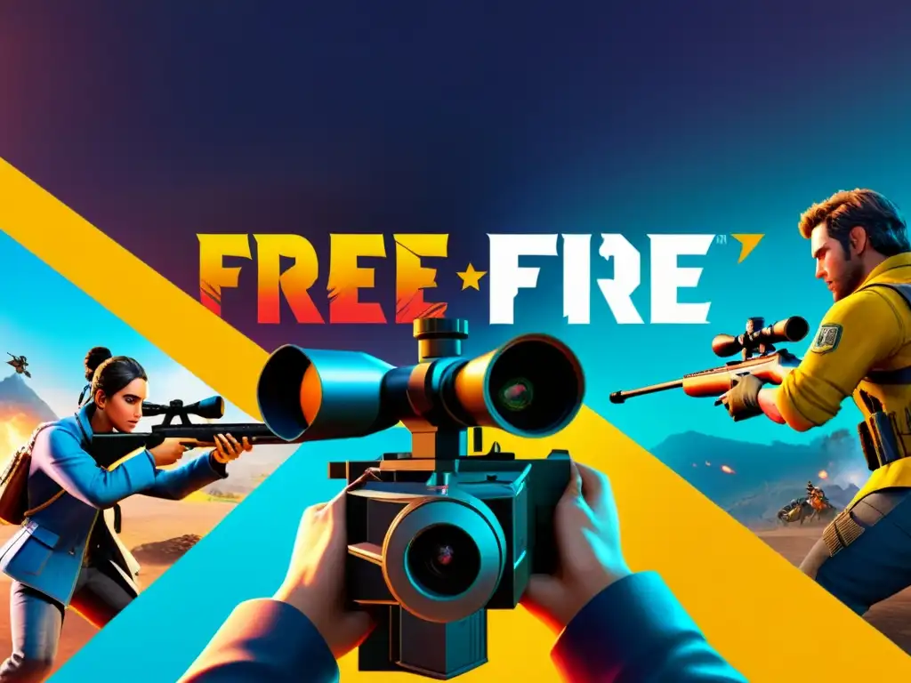 Jugadores de Free Fire anticipando estrategias en vibrante escenario postapocalíptico