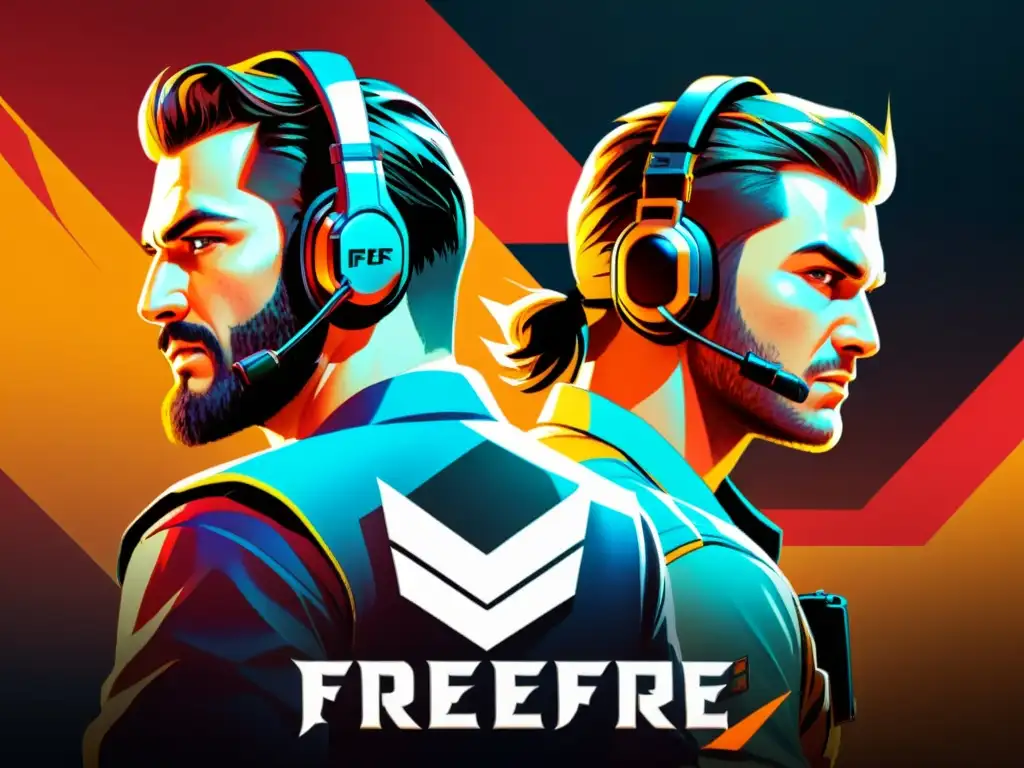 Dos jugadores de FreeFire en acción, coordinando tácticas para ganar en un ambiente urbano futurista