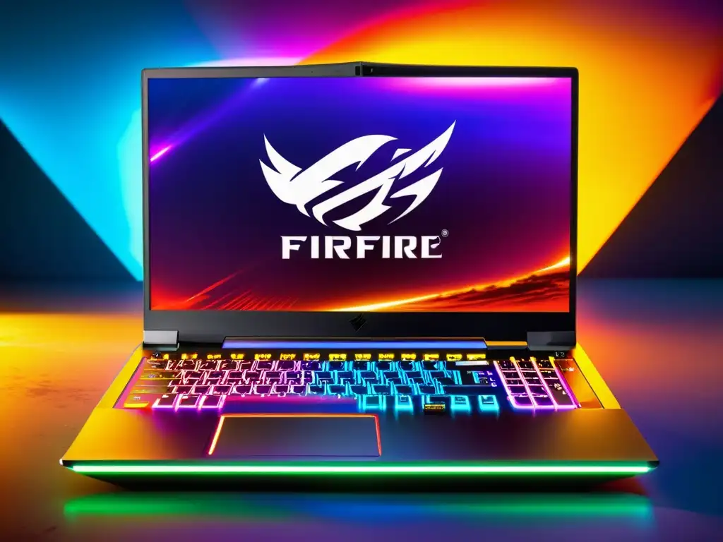 Una laptop gaming con pantalla 8k vibrante muestra una emocionante batalla en FreeFire