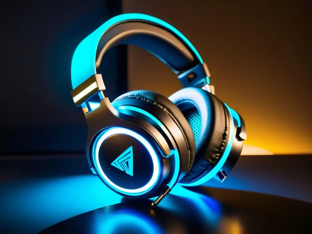 Unos lujosos auriculares gaming para escuchar pasos, con diseño futurista, luces LED y detalles de alta tecnología