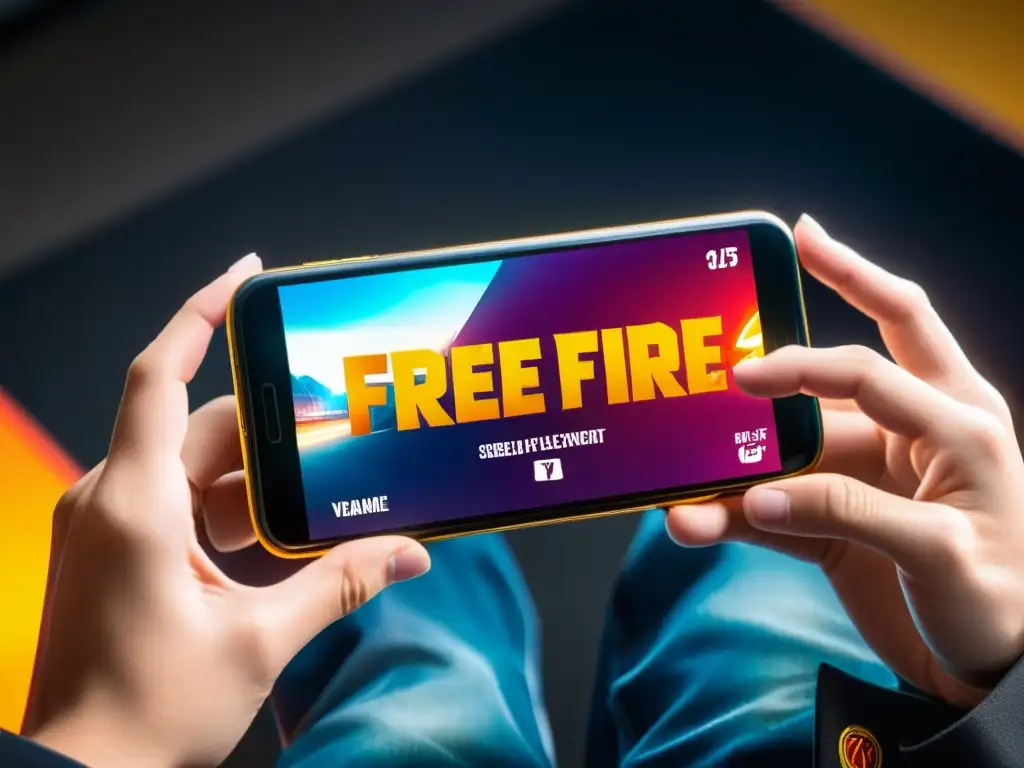 Manos de jugador enfocado en la tienda de Free Fire, mostrando artículos tentadores