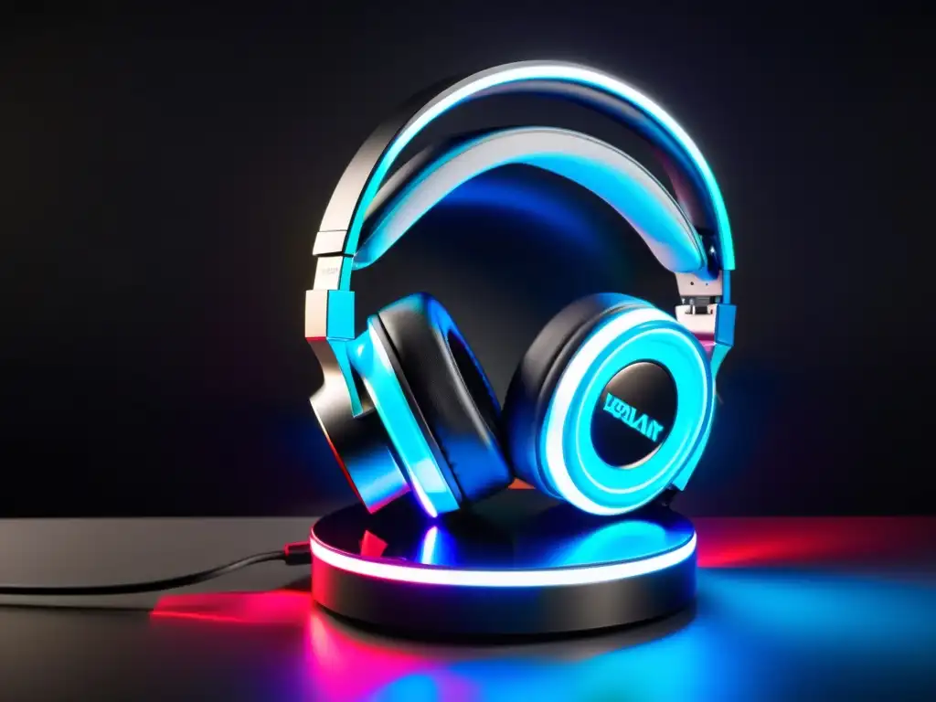 Los mejores auriculares gaming FreeFire: modernos, con luces LED vibrantes y diseño futurista, sobre un fondo high-tech