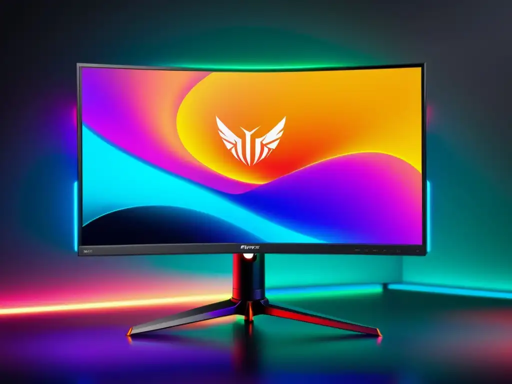 Mejores monitores gaming para FreeFire: Monitor gaming moderno con pantalla 8K vibrante, texturas detalladas y colores vivos