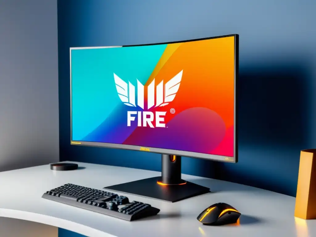 Monitor curvo para Free Fire: inmersión y rendimiento en alta definición en un elegante escritorio minimalista