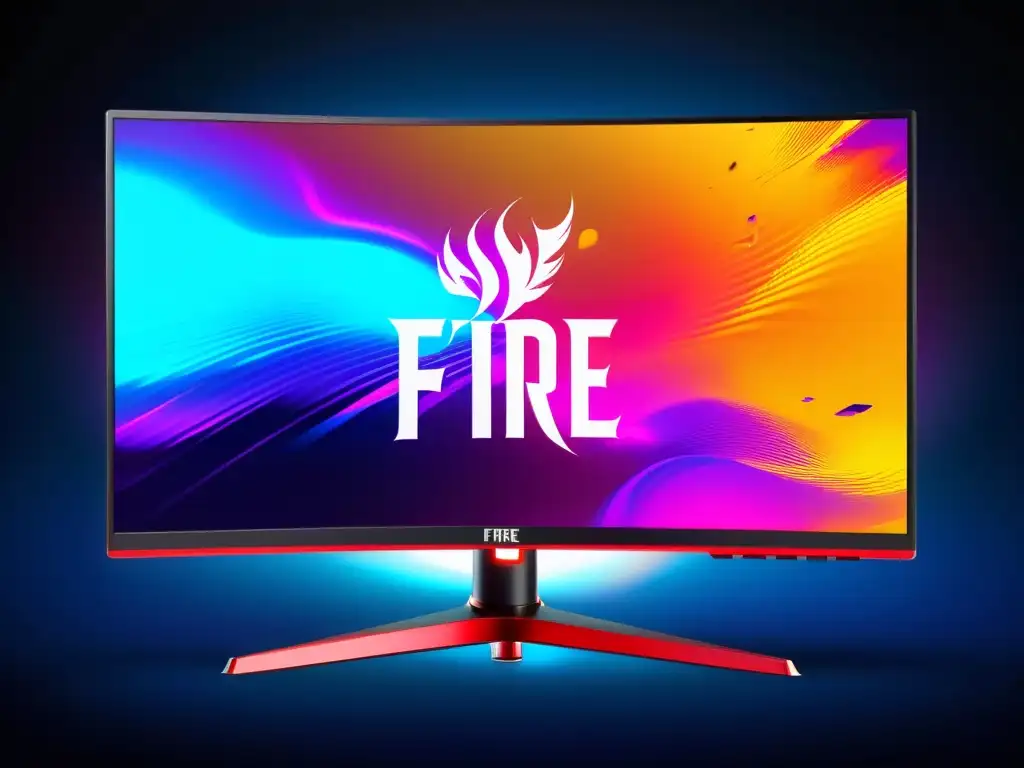 Monitor gaming con diseño delgado, alta resolución y escena vibrante de Free Fire