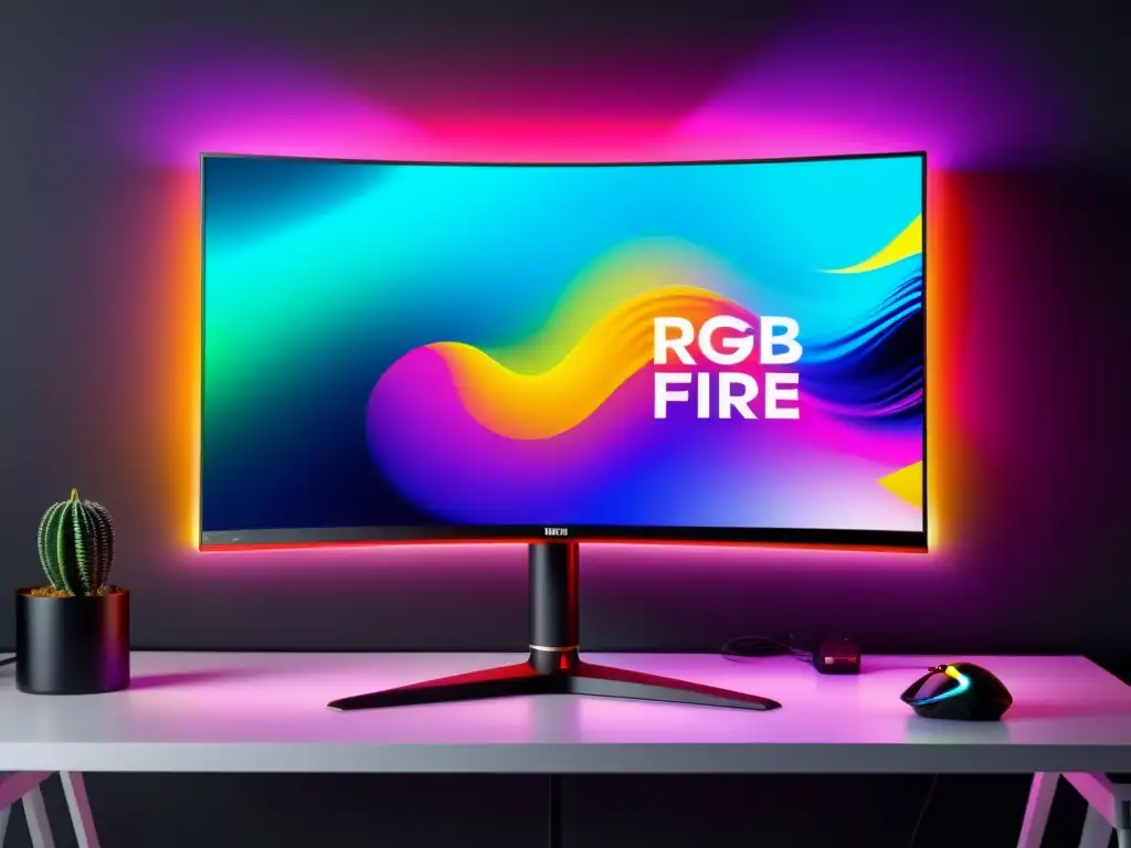 Un monitor gaming moderno con resolución 8K y colores vibrantes