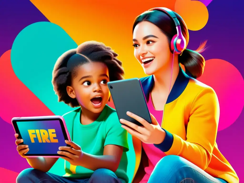 Padre e hijo frente a la pantalla de Free Fire