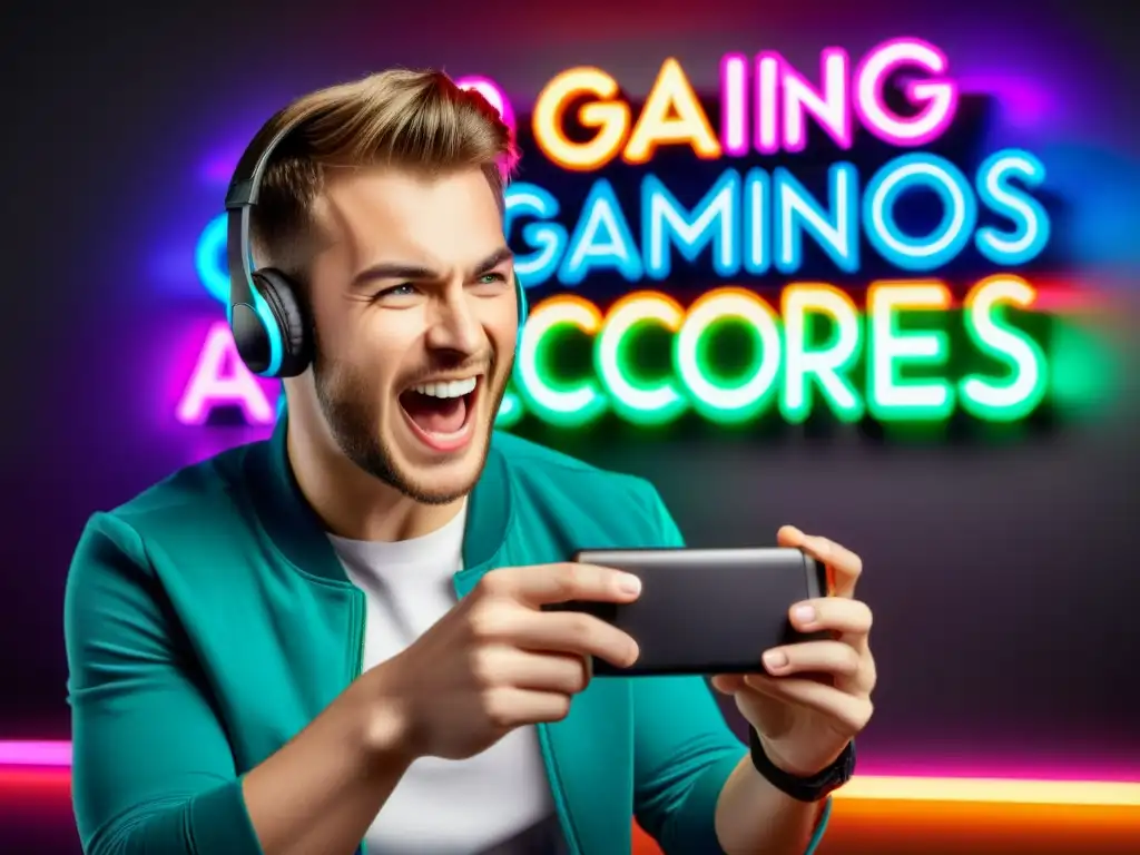 Persona emocionada ingresando cupones exclusivos accesorios gaming FreeFire en smartphone, con ambiente de exclusividad y emoción