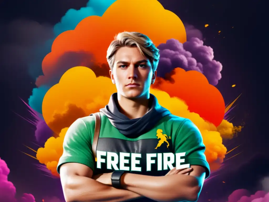 Un personaje de Free Fire desafiante en medio de una nube tóxica, simbolizando la actitud negativa de jugadores