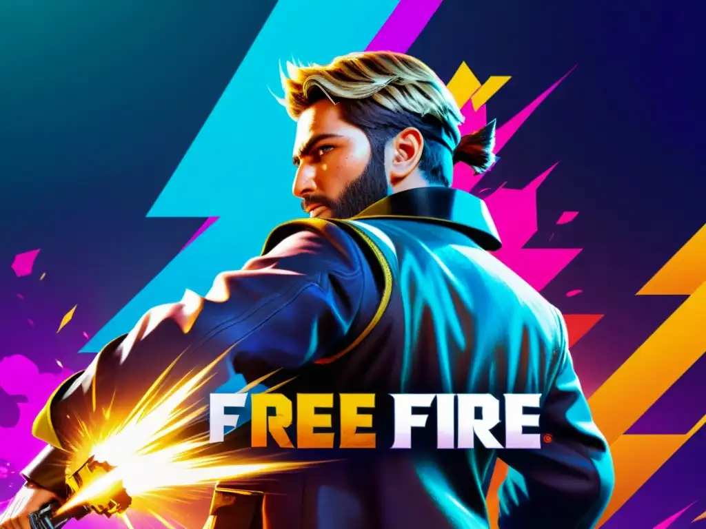 Personaje de Free Fire usando habilidades especiales en un escenario estratégico y vibrante, destacando el mejor uso habilidades especiales Free Fire