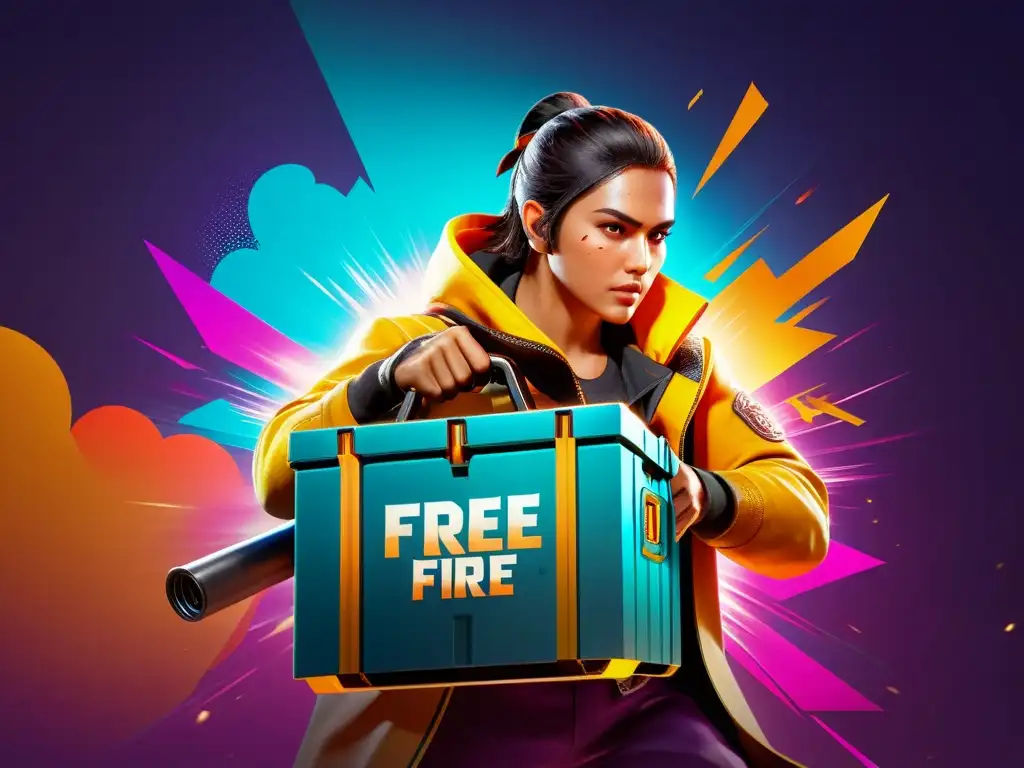 Un personaje de Free Fire utiliza estratégicamente items de recuperación en medio de una intensa batalla