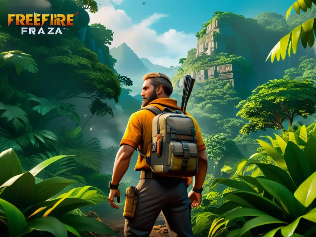 Un personaje de FreeFire busca loot esencial en la densa jungla