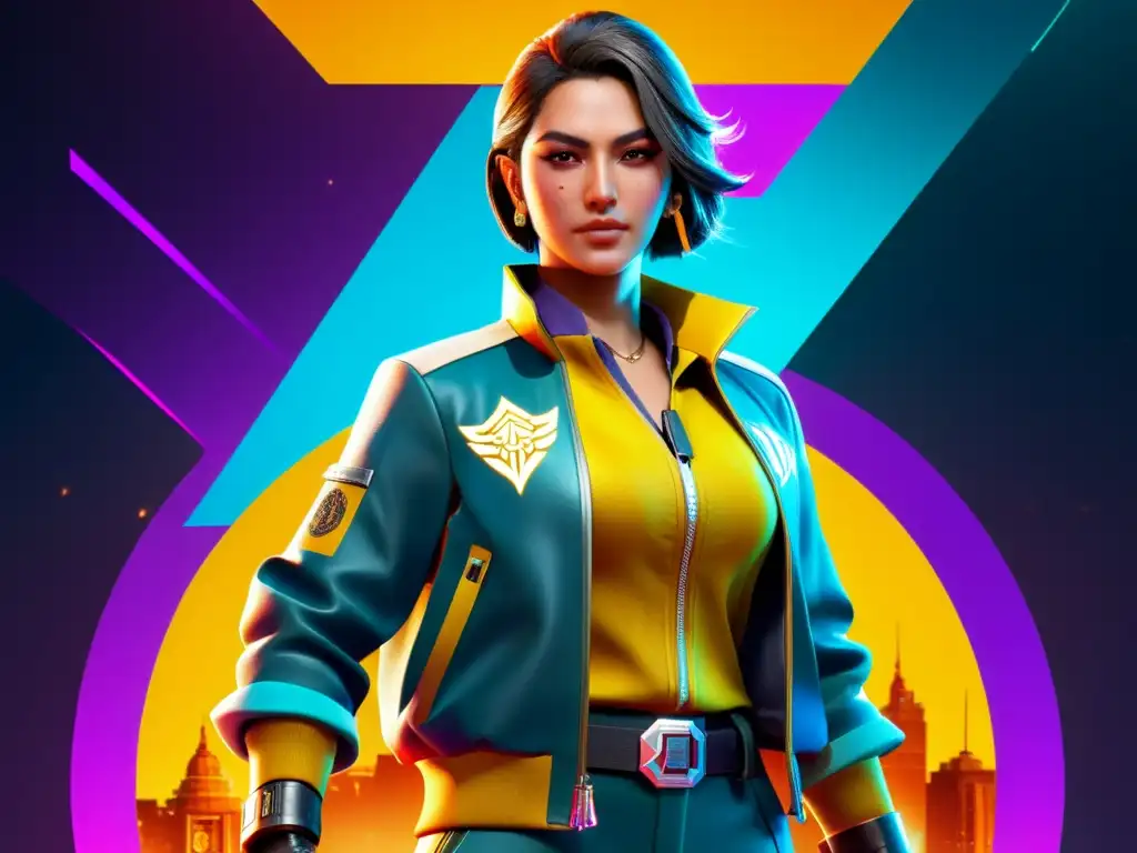 Personaje de Free Fire con Pase Élite, recompensas exclusivas y fondo futurista, transmite emoción y valor