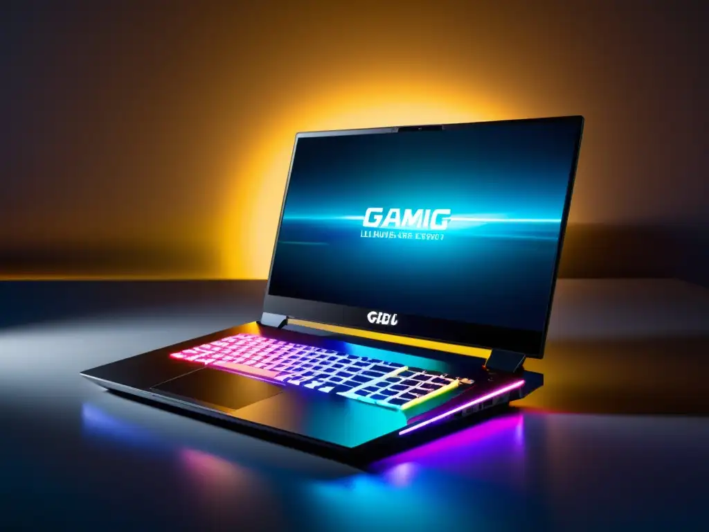 Un portátil gaming de diseño futurista y teclado RGB, perfecto para Free Fire