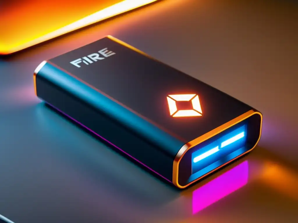 Un power bank moderno y elegante con indicadores LED vibrantes y batería de alta capacidad, ideal para sesiones intensas de Free Fire