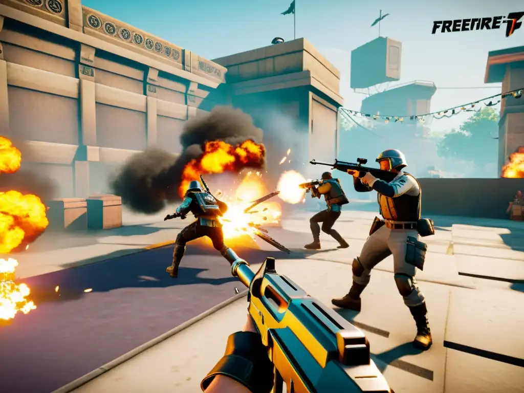 Un principiante de FreeFire usa tácticas esenciales para sobrevivir en el juego, mostrando estrategia, combate y detalles intensos