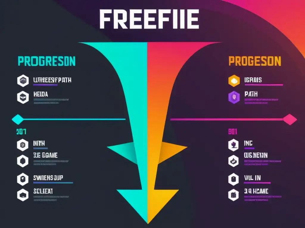 Infografía progreso ideal jugadores FreeFire: Detalles vibrantes y guía clara para novatos