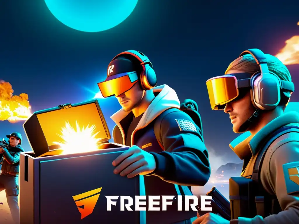 'Saqueo estratégico en FreeFire: Jugadores coordinando tácticas avanzadas para saquear un suministro fuertemente custodiado