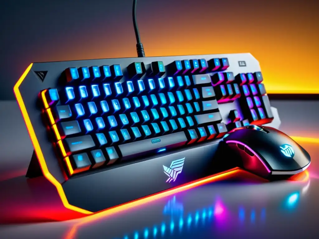 Un set de teclado y ratón para gaming con iluminación RGB, diseño moderno y alta tecnología